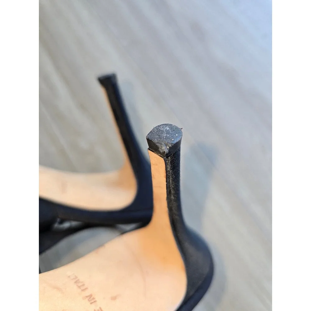 Kate Spade New York Women's Slingback Heels Size 9B Black Satin Bow Italy